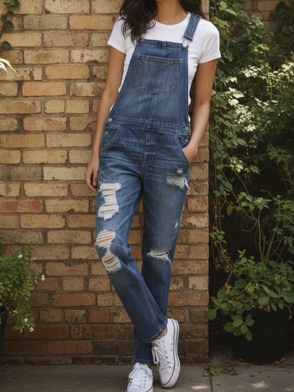 American Eagle Distressed Blue Denim Women's Overalls Jeans Small 4/6